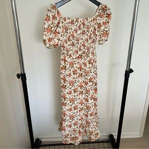 Floral Ruched Midi Dress